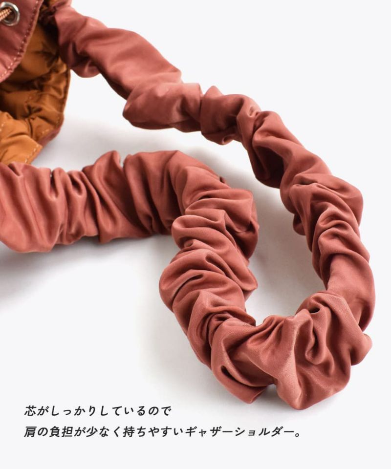 日本 zootie - [撥水加工] 可愛抽繩泡泡大容量肩背包-磚紅橘