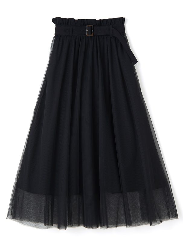 日本 GRL - 甜美夢境修身雙層紗裙(附腰帶)-質感杏