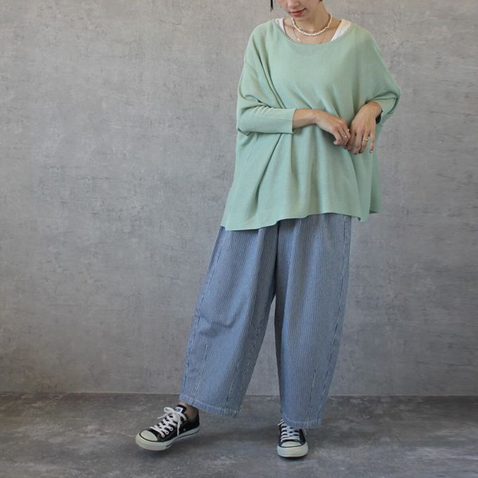 日本女裝代購 - [熱銷款] 超藏肉休閒錐形美腿褲-丹寧-藍