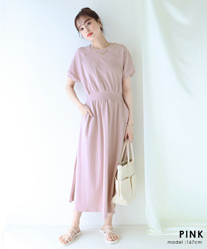 日本 BLUE EAST - 棉混透氣修身泡泡短袖洋裝-藍