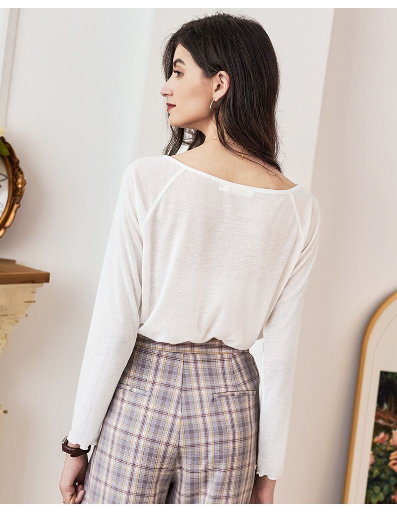 慵懶基礎長袖上衣-白色