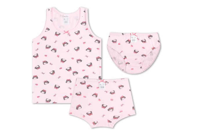 韓國 Mellisse - 韓製棉混紡四角褲(女寶)-蘋果公主-粉