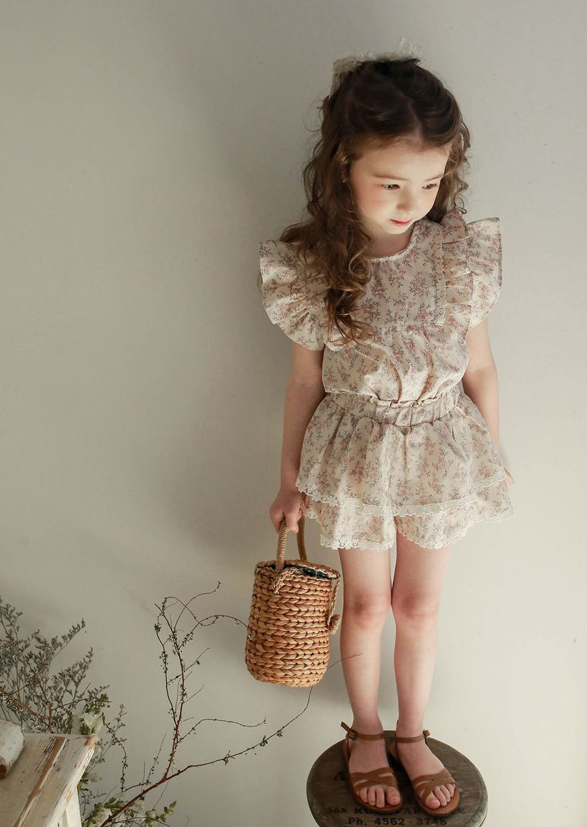 韓國 PuellaFLO - 蕾絲滾邊蛋糕褲裙-粉紅花