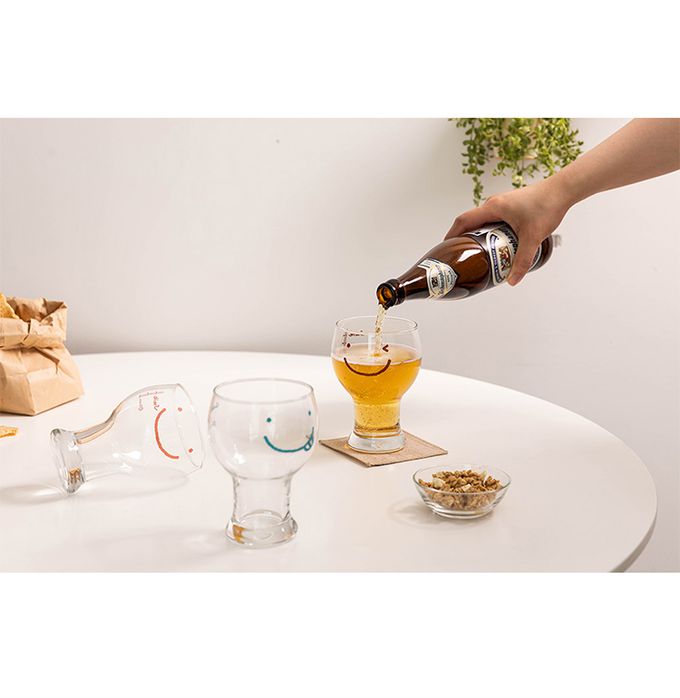 韓國 SSUEIM - 微笑款玻璃啤酒杯6件組450ml