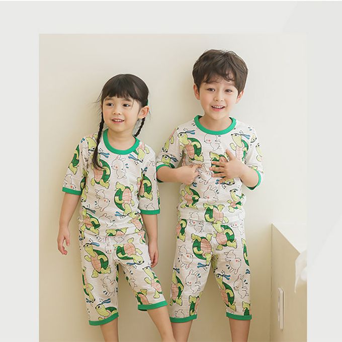 正韓 Puco - 超優質嬰幼兒/兒童七分袖100% 有機純棉家居服/睡衣-龜兔賽跑