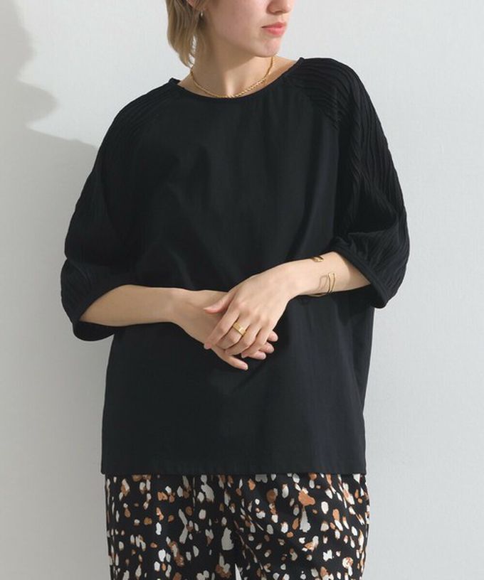 日本 le colis - 優雅立體感波浪五分袖上衣-白