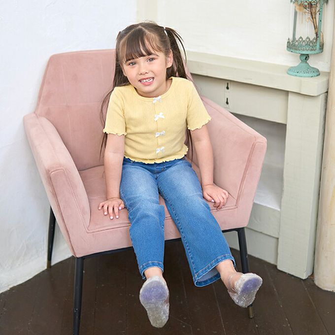 日本 Lycee mine - 可愛女孩蝴蝶結針織短袖上衣-灰