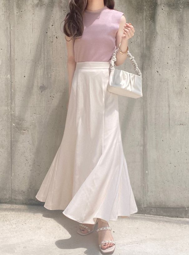 日本 GRL - 彈性薄針織顯瘦無袖上衣-天使白