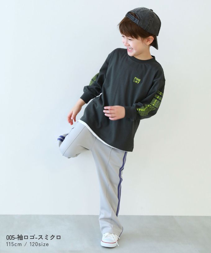 日本 devirock - 100%棉 印花寬鬆長袖T恤-義大利麵標語-胡蘿蔔橘