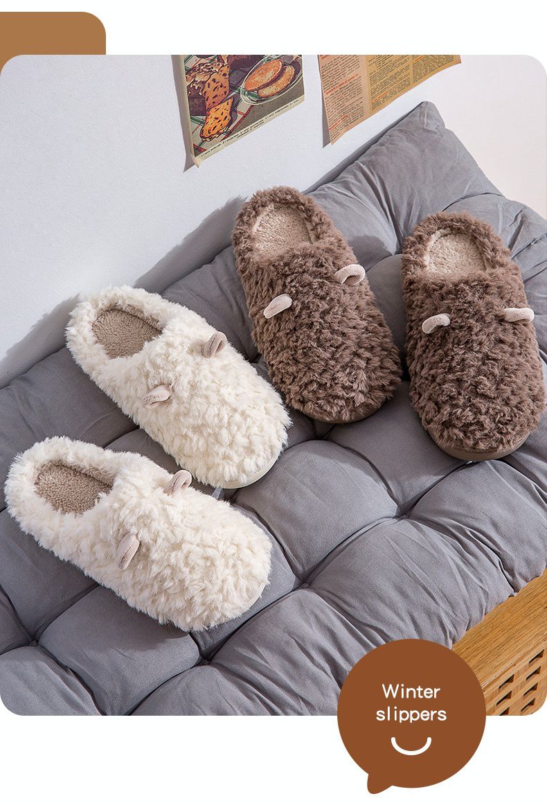 毛毛保暖室內拖鞋-小綿羊-綠色