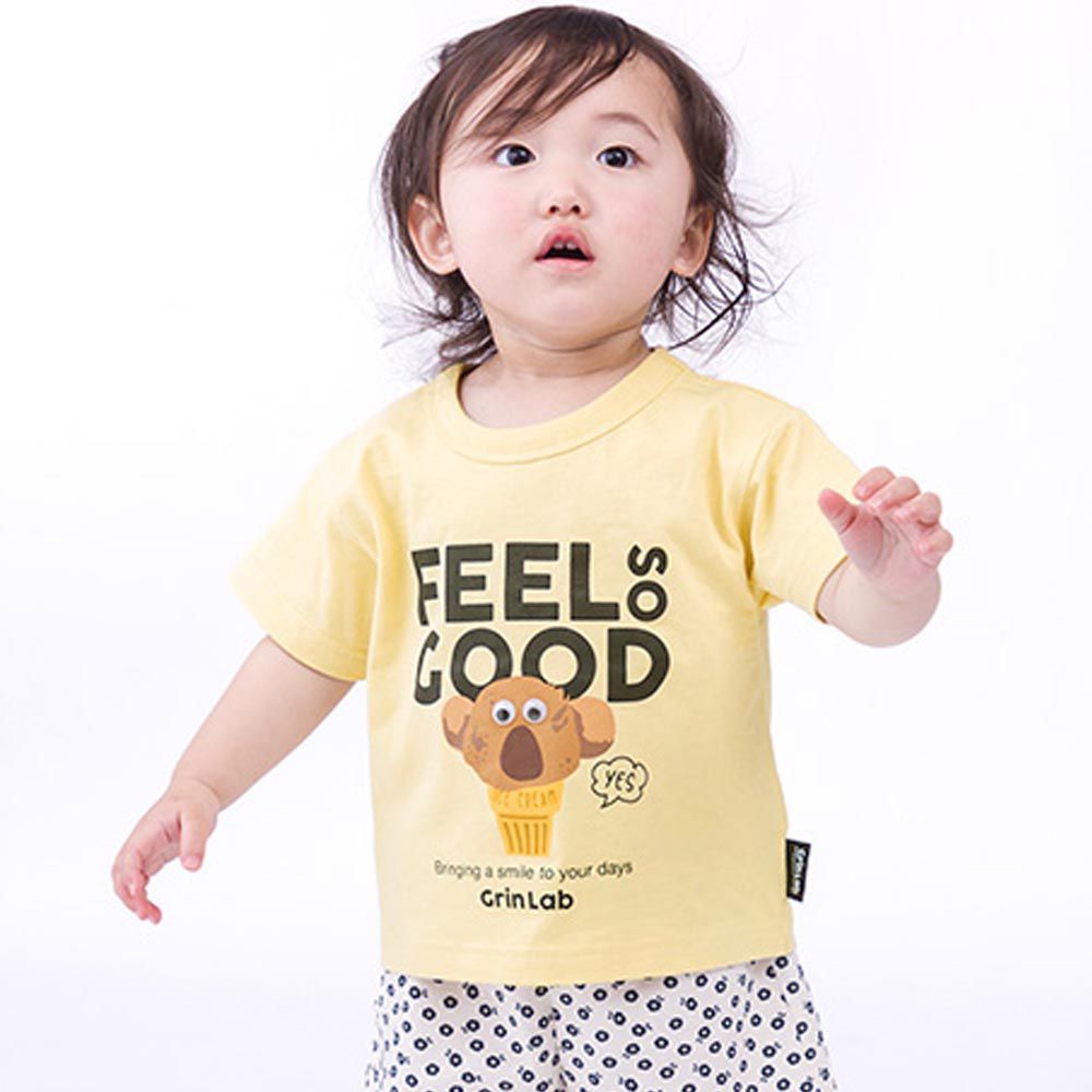 日本 ZOOLAND - 童趣印花短袖上衣-冰淇淋-黃