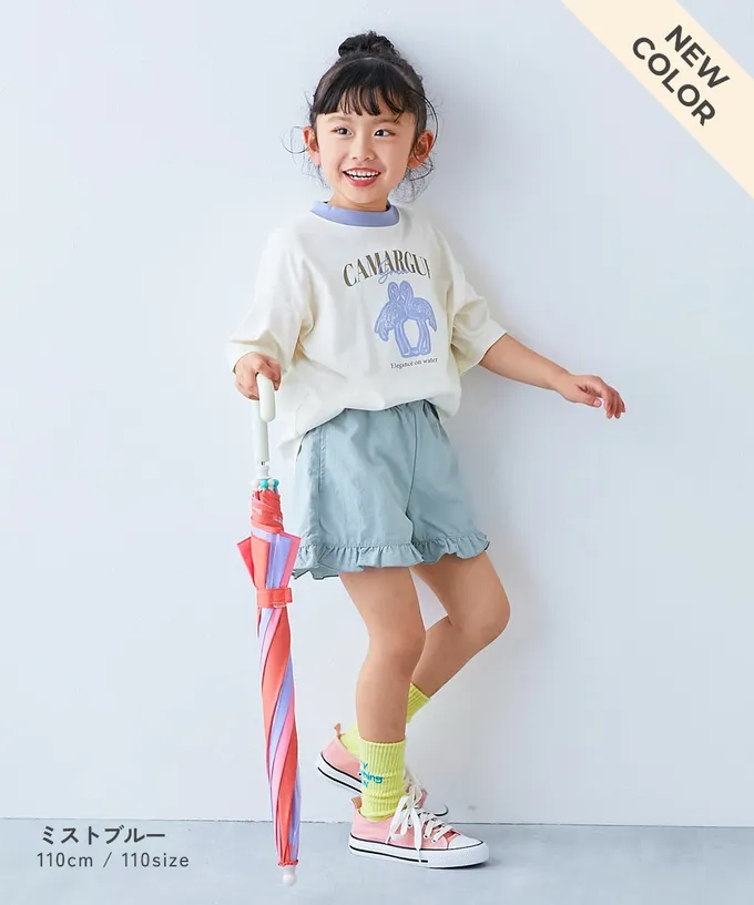 日本 devirock - 水陸二用 可愛荷葉邊玩水短褲-黑