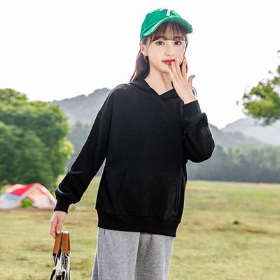 連帽休閒長袖上衣-Best熊熊標籤-黑色