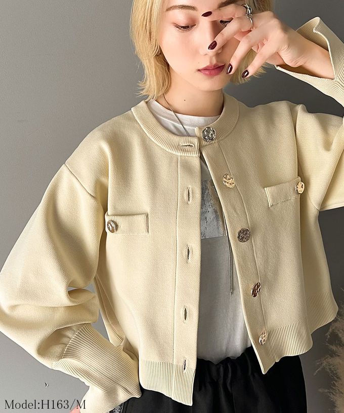 日本 Classical Elf - 風格金屬扣時尚短版開襟外套-黑