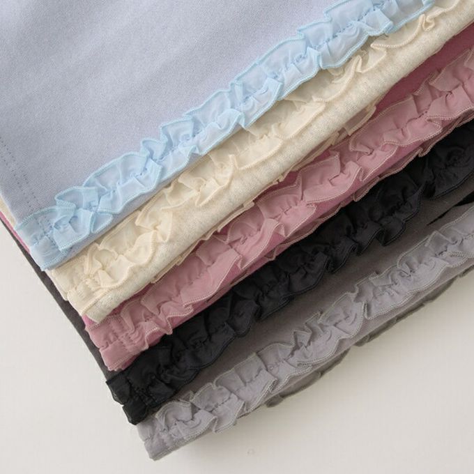 日本 Lycee mine - 側邊薄紗荷葉休閒長褲(不易起毛球)-炭灰