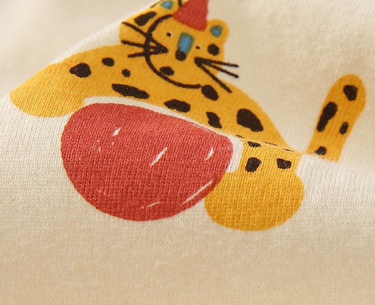 網紗公主袖連身洋裝-豹紋貓貓-白色