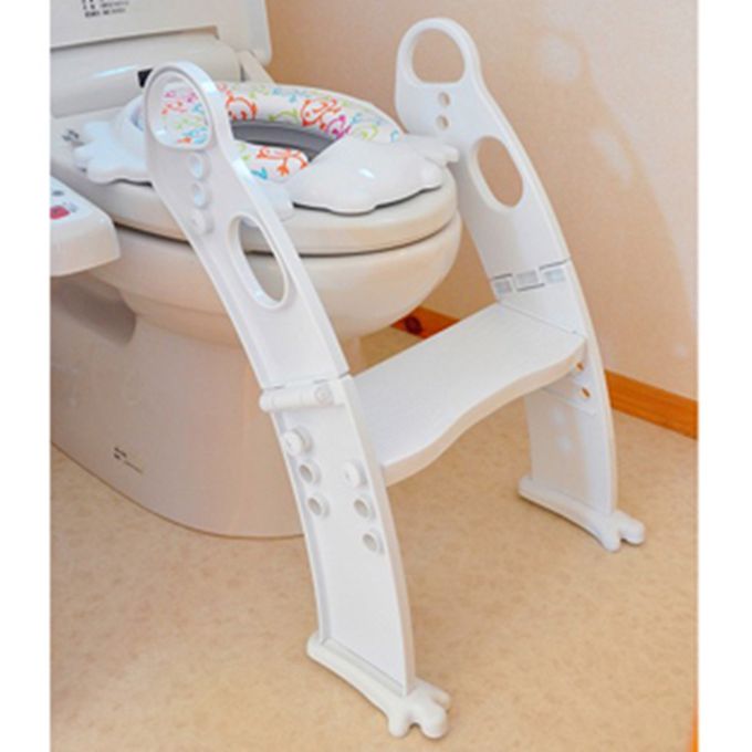 akachan honpo - 青蛙造型鬆軟階梯式馬桶輔助坐墊-白色