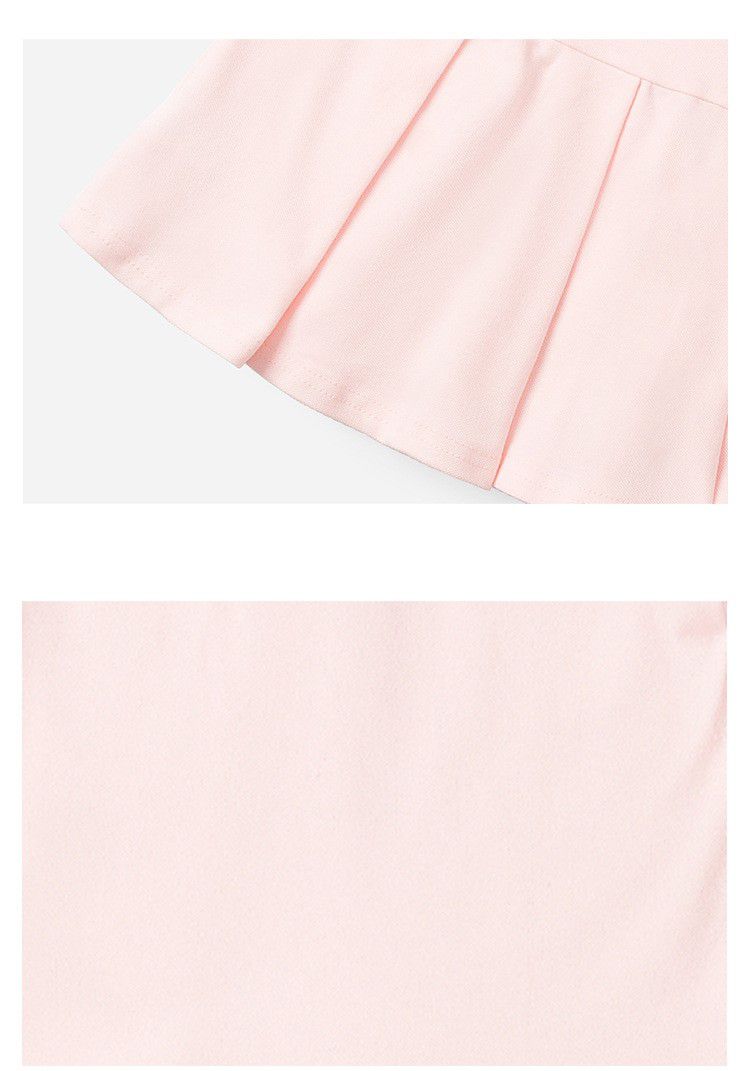 POLO運動風百摺短袖洋裝-櫻桃小圖-粉色