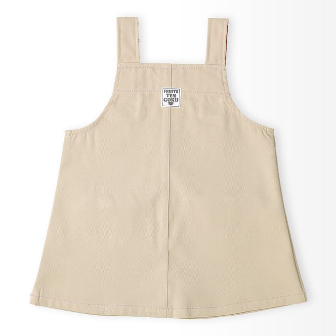 日本 ZOOLAND - 甜蜜草莓口袋俏麗吊帶裙-卡其杏