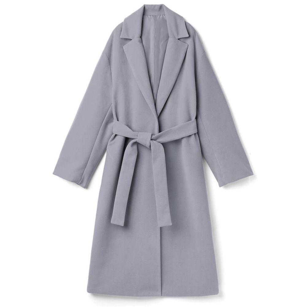 日本 GRL - 明星聯名款 附腰帶長版大衣/外套-灰藍