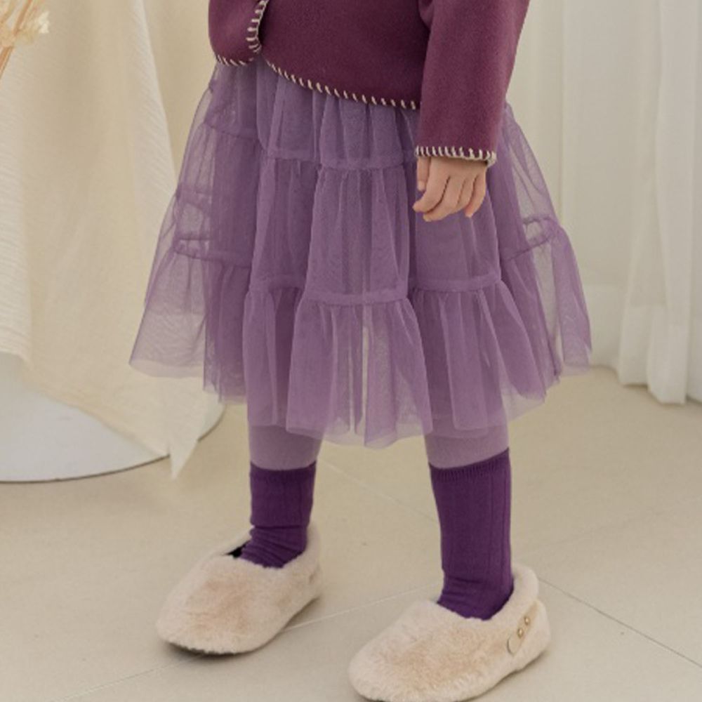 韓國 Orange Mom - 拼接感紗褲裙-紫
