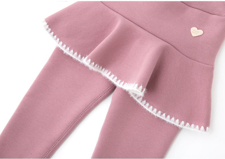 FANMOU - 加絨加厚保暖內搭褲裙-小小愛心-黑色