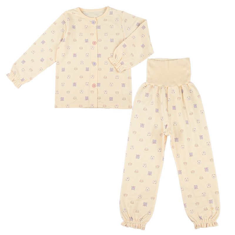 akachan honpo - 長袖家居服 穿衣練習-小貓-象牙白色