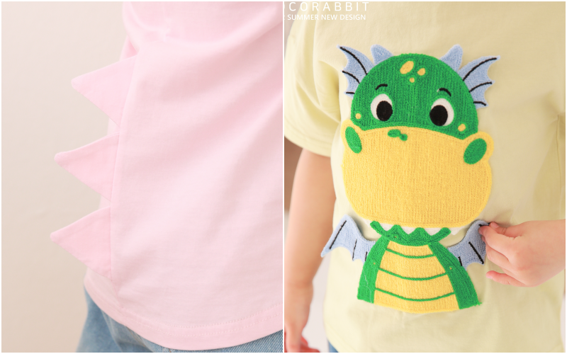 韓國 Coco rabbit - 立體小飛龍T-粉紅