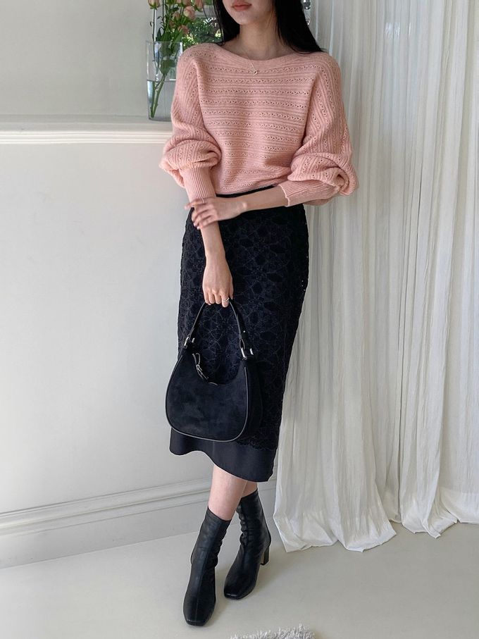 韓國女裝連線 - 溫柔編織紋路針織上衣-粉 (FREE)