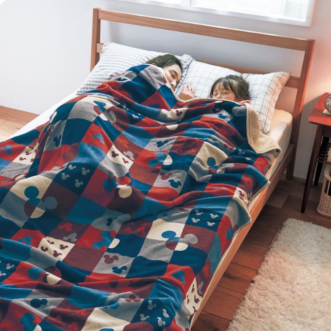 日本千趣會 - 迪士尼印花 極柔軟保暖毛毯/蓋毯-奇奇蒂蒂-酒紅