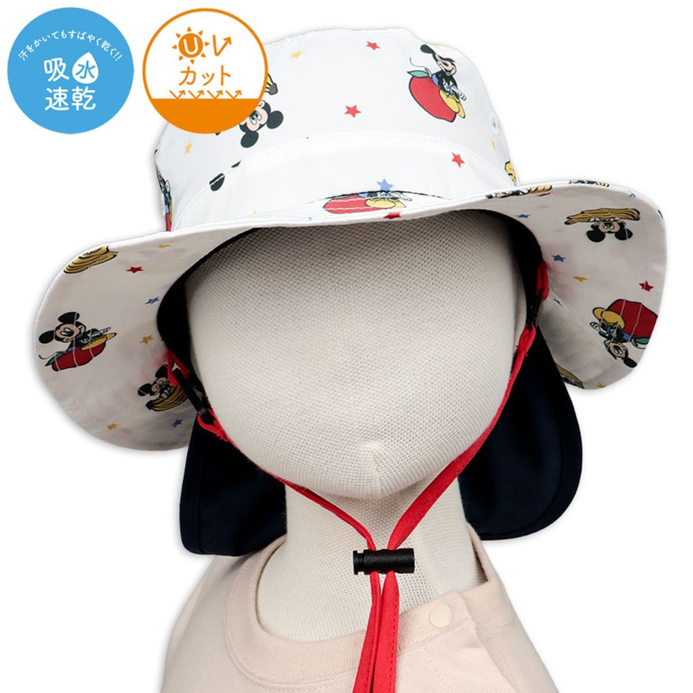 漁夫帽 附防曬遮陽布-迪士尼 吸水速乾-米白色