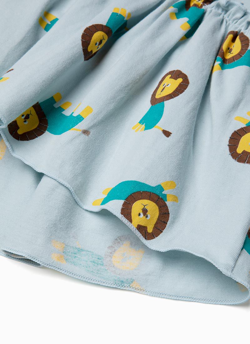 韓國 OZKIZ - 獅子好朋友細肩帶洋裝-湖藍