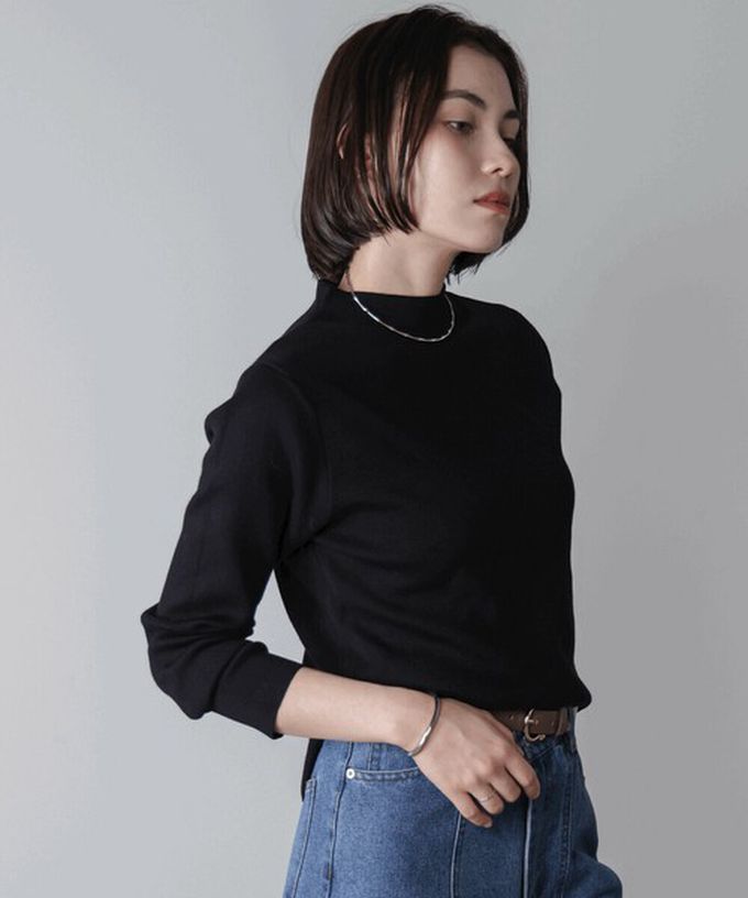 日本 Bab - 俐落感簡潔小立領針織上衣-草綠