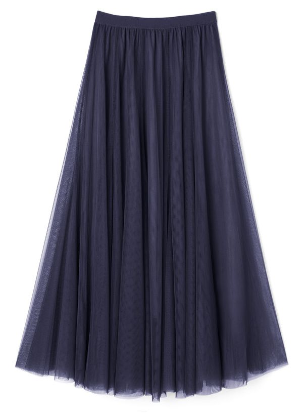 日本 GRL - 飄逸顯瘦雙層傘紗裙-灰摩卡 (M)