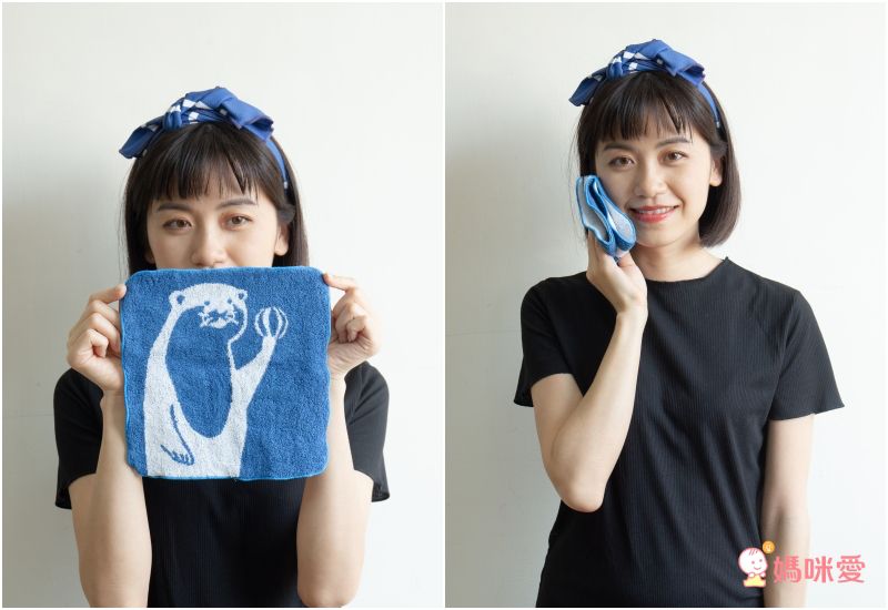 日本弘雅堂 - 日本製 接觸涼感速乾手帕-海獺排球-水藍 (22x22cm)