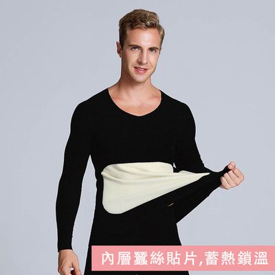 ALWAYS - 升級版蠶絲貼片德絨保暖上衣-男款-黑色