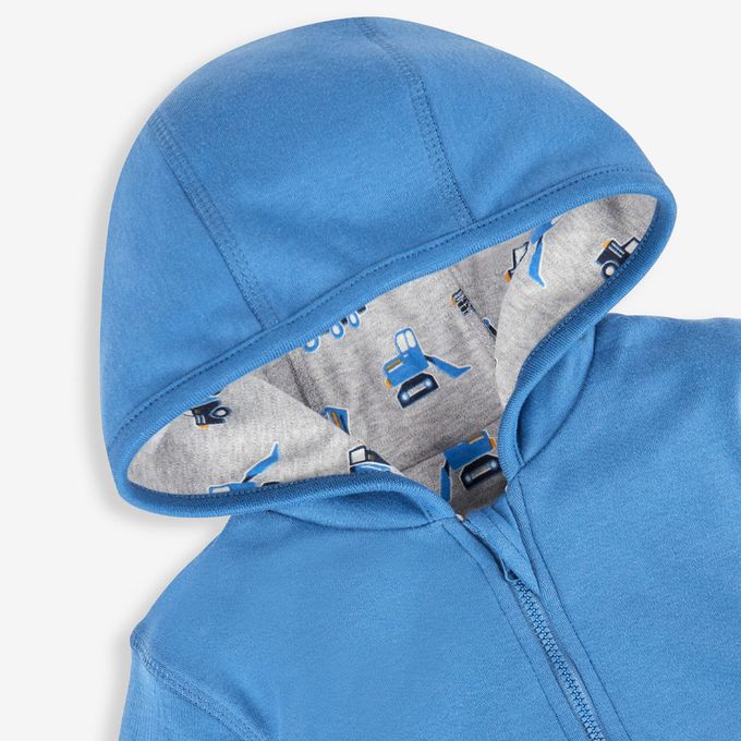 英國 JoJo Maman BeBe - 幼/兒童雙面穿100%純棉保暖連帽外套-挖掘機