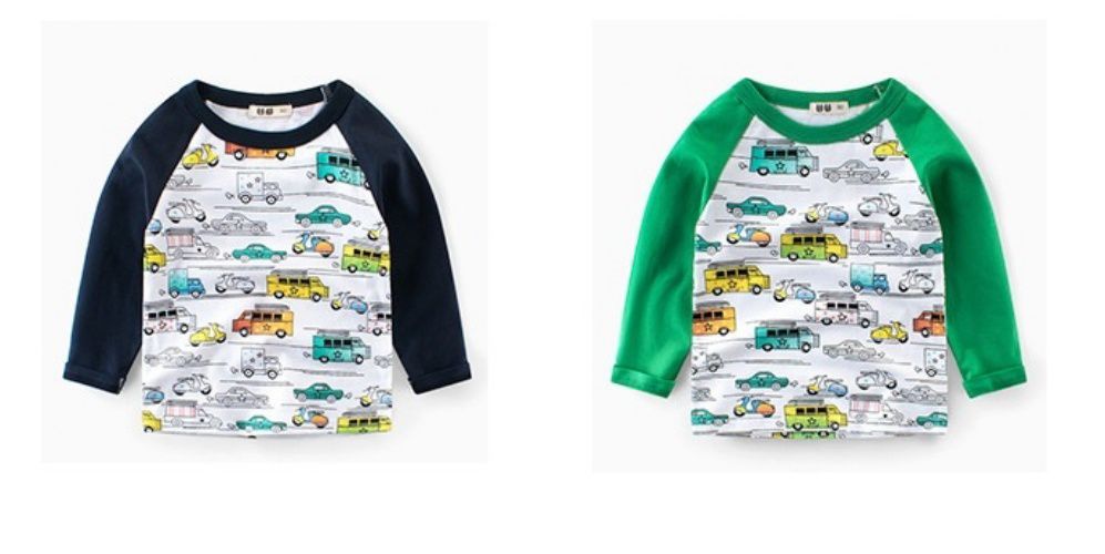 純棉長袖上衣-滿滿汽車-藍色