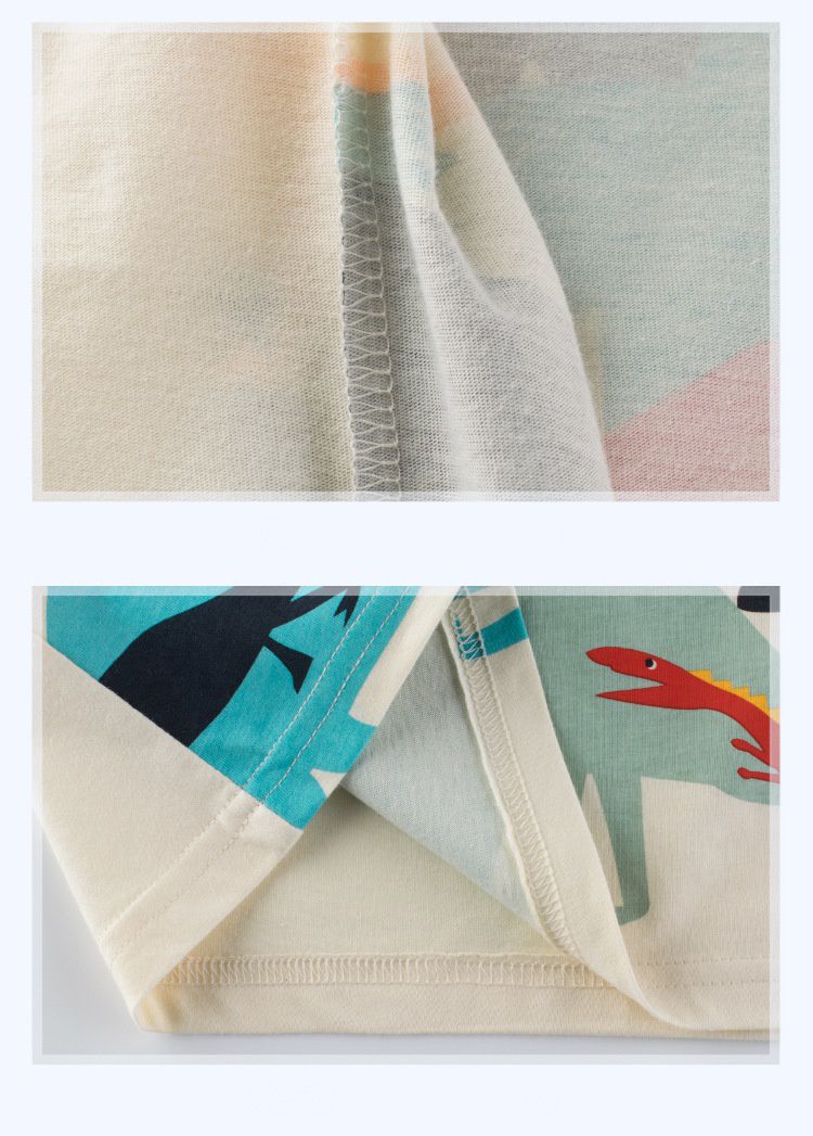 短袖棉T-彩色恐龍們-米杏色