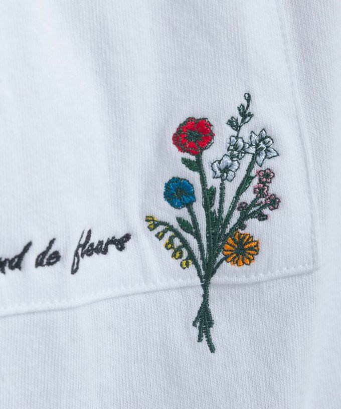 日本 Lupilien - 16OE天竺棉 俏皮刺繡五分袖上衣-彈吉他-卡其