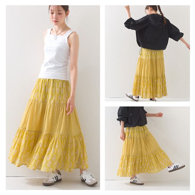 日本 OMNES - 100%印度棉 奢華圖騰長裙-紫