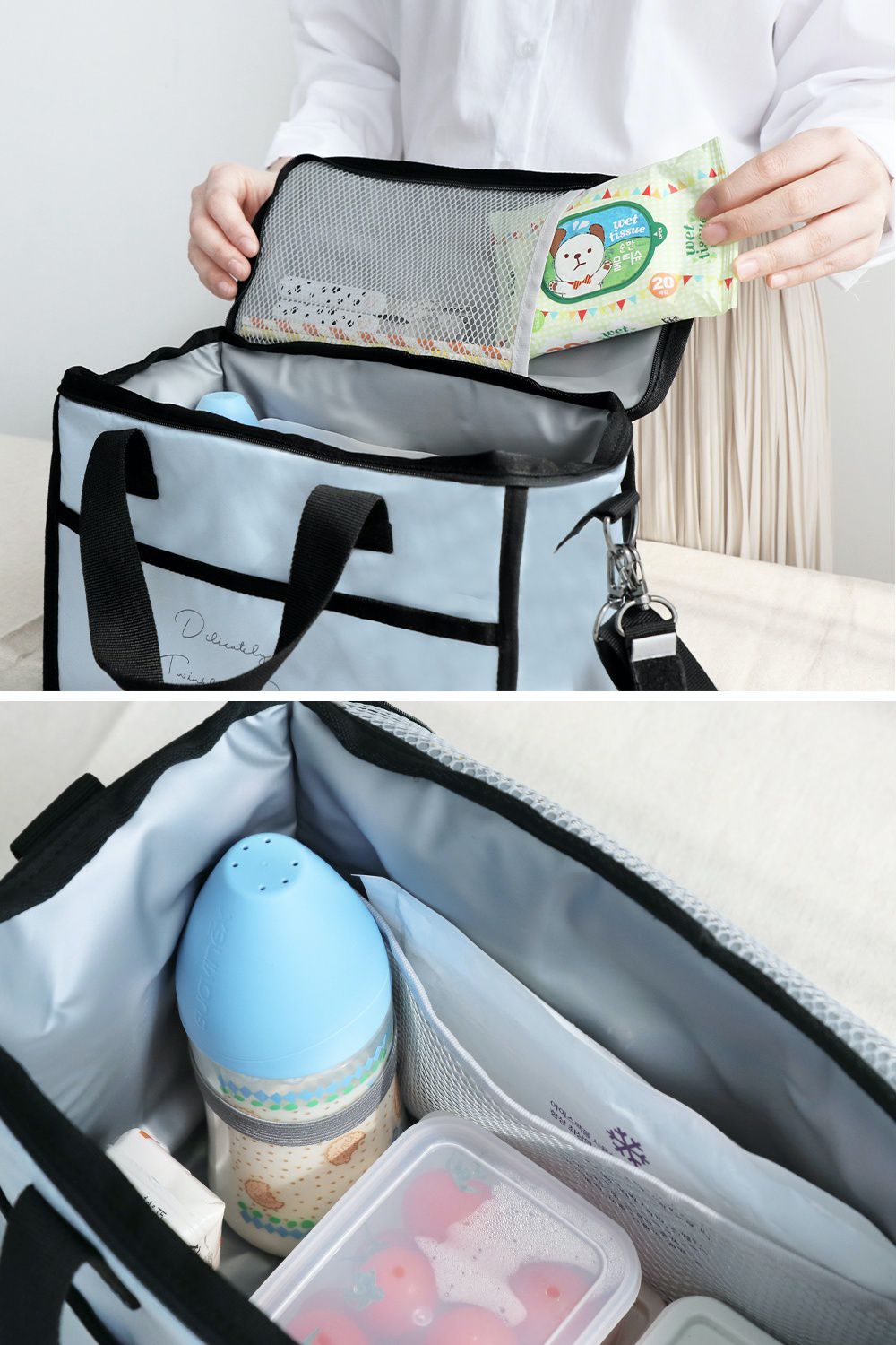 韓國 Conitale - 保冷保溫野餐袋/推車袋-迷霧藍