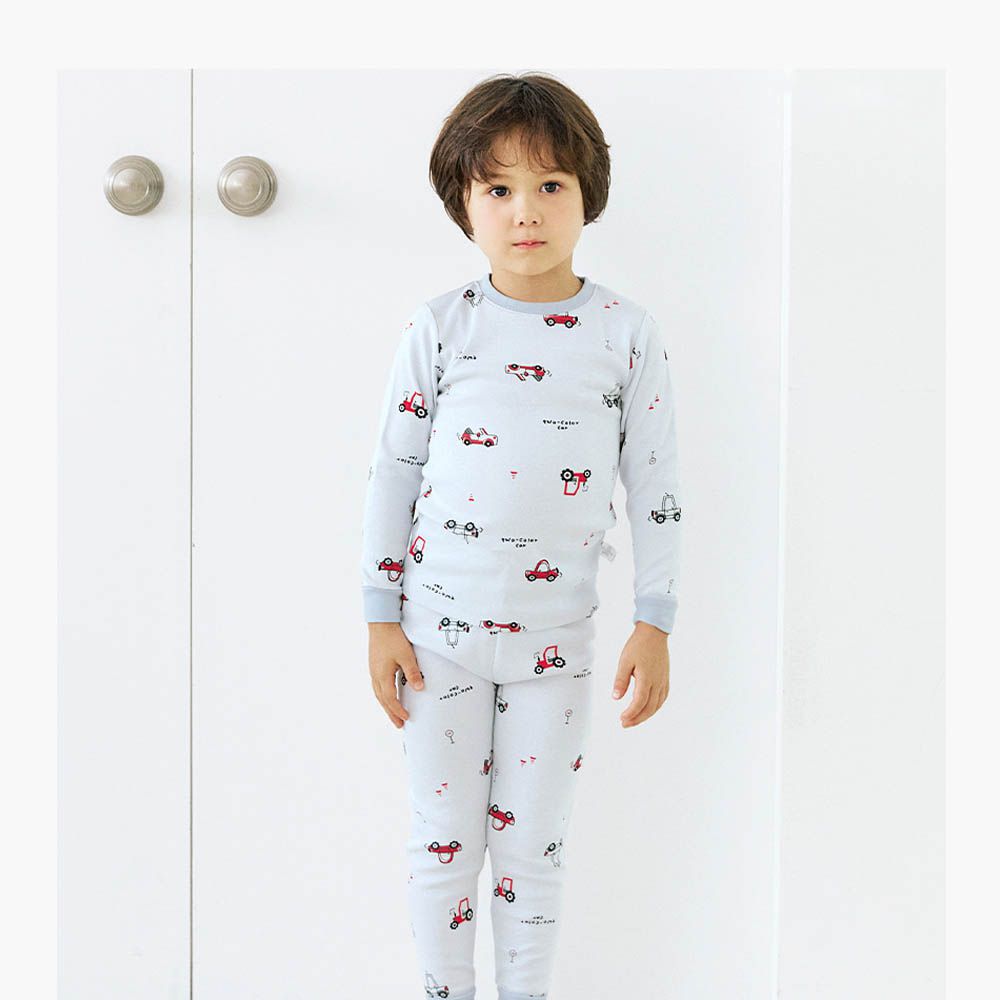 親膚舒絨棉彈性長袖家居服-紅色交通工具