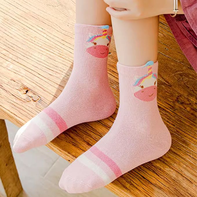 腳ㄚ子 - 幼/兒童棉質中筒襪 童襪 襪子 棉襪 兒童襪-彩虹獨角獸