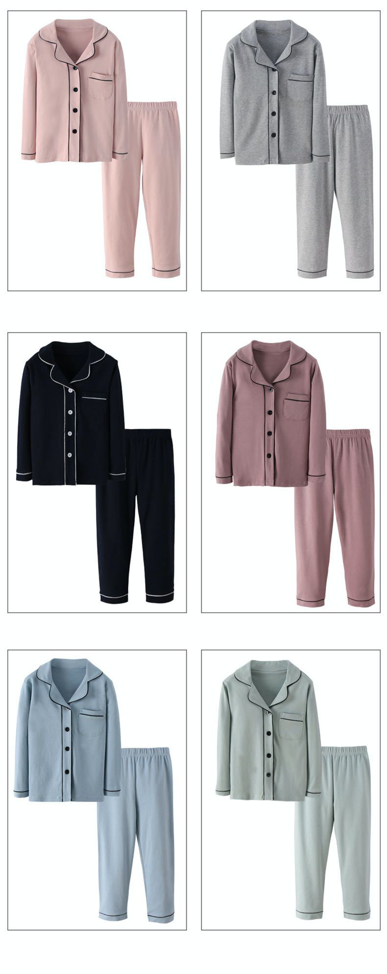 MAMDADKIDS - 純棉排扣睡衣套裝-藍色