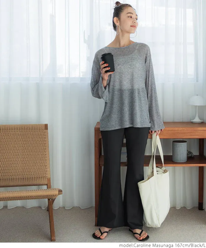 日本 COCA - 速乾彈性美腿喇叭褲-黑