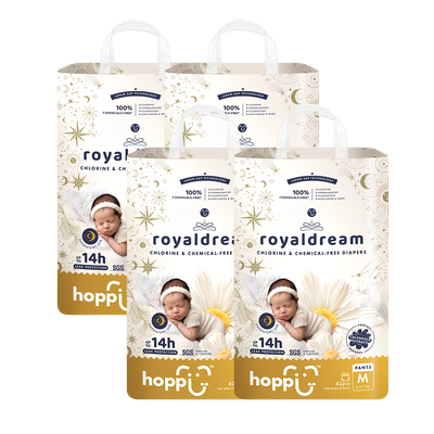 Hoppi - royaldream 皇家系列嬰兒尿布－褲型(M)－42片－4袋