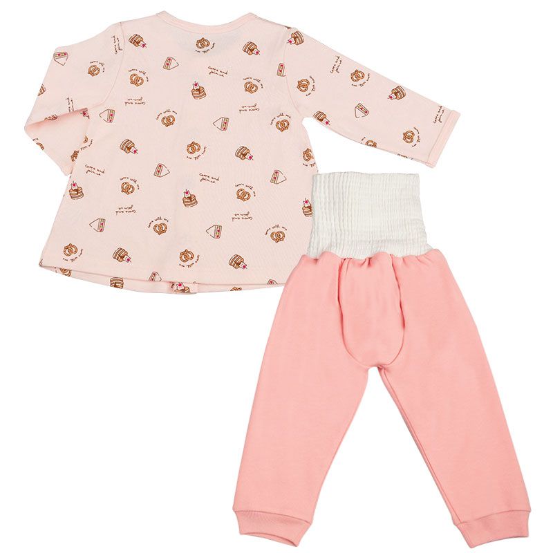 akachan honpo - 長袖家居服 附肚圍-兔兔下午茶-粉紅色