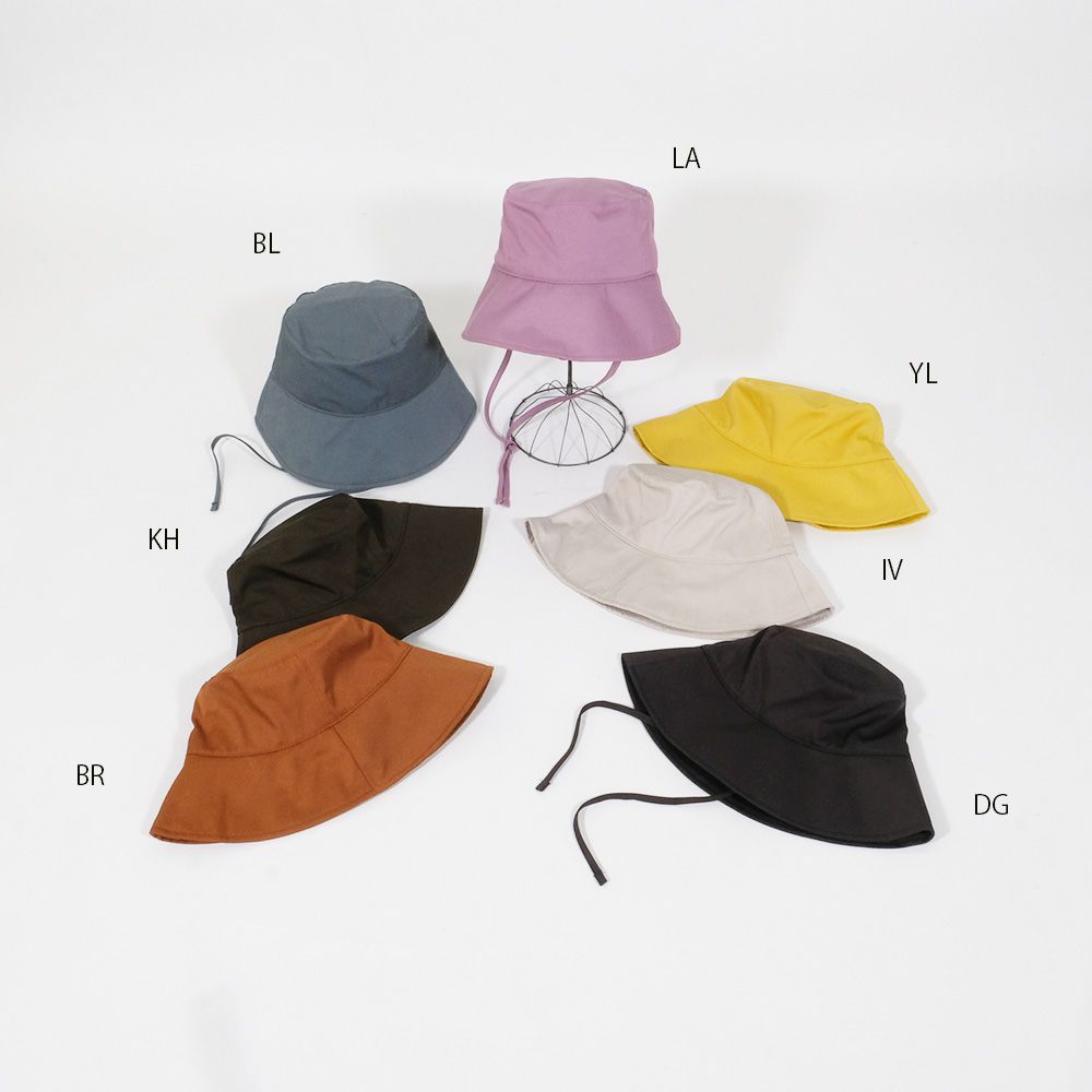日本女裝代購 - 可折疊 抗UV防潑水綁帶遮陽帽-檸檬黃 (F(頭圍58cm))