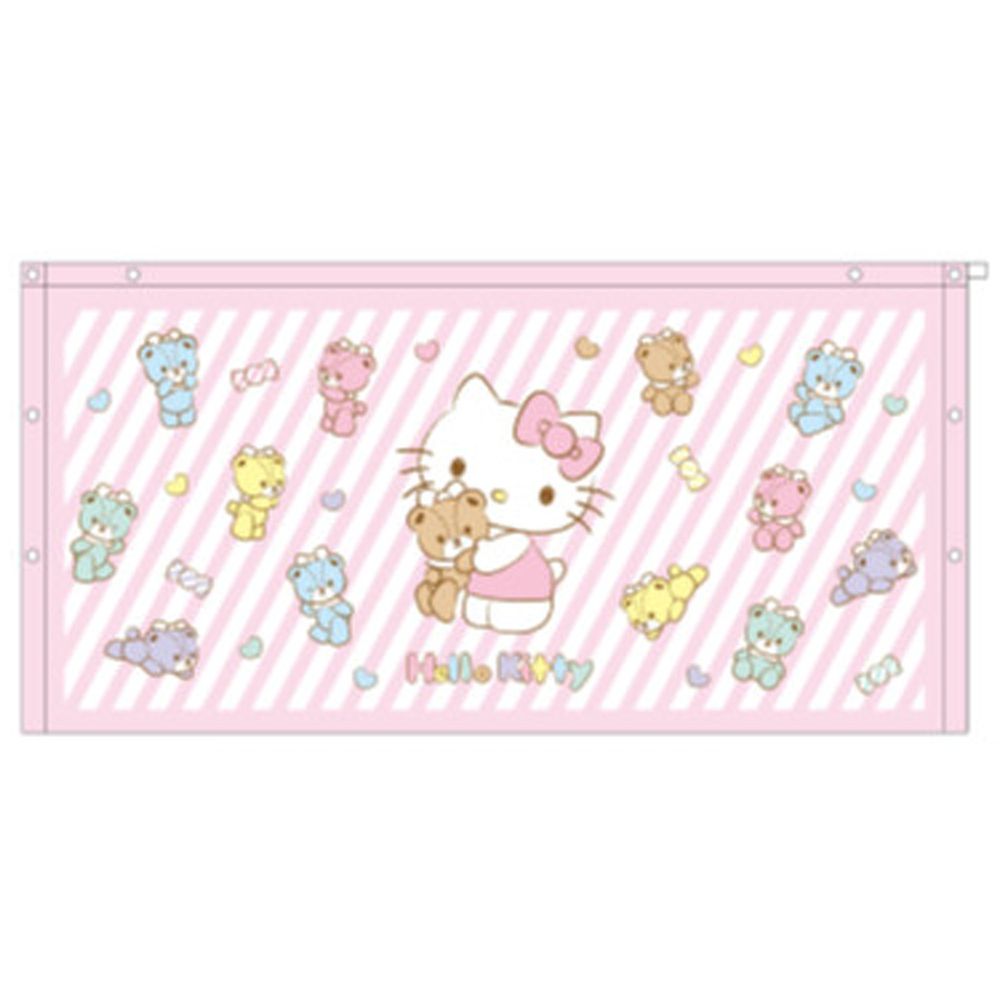 日本服飾代購 - 純棉海灘/游泳浴巾/浴袍 (附釦)-Hello Kitty-粉紅條紋 (長60cm(幼稚園~國小低年級))